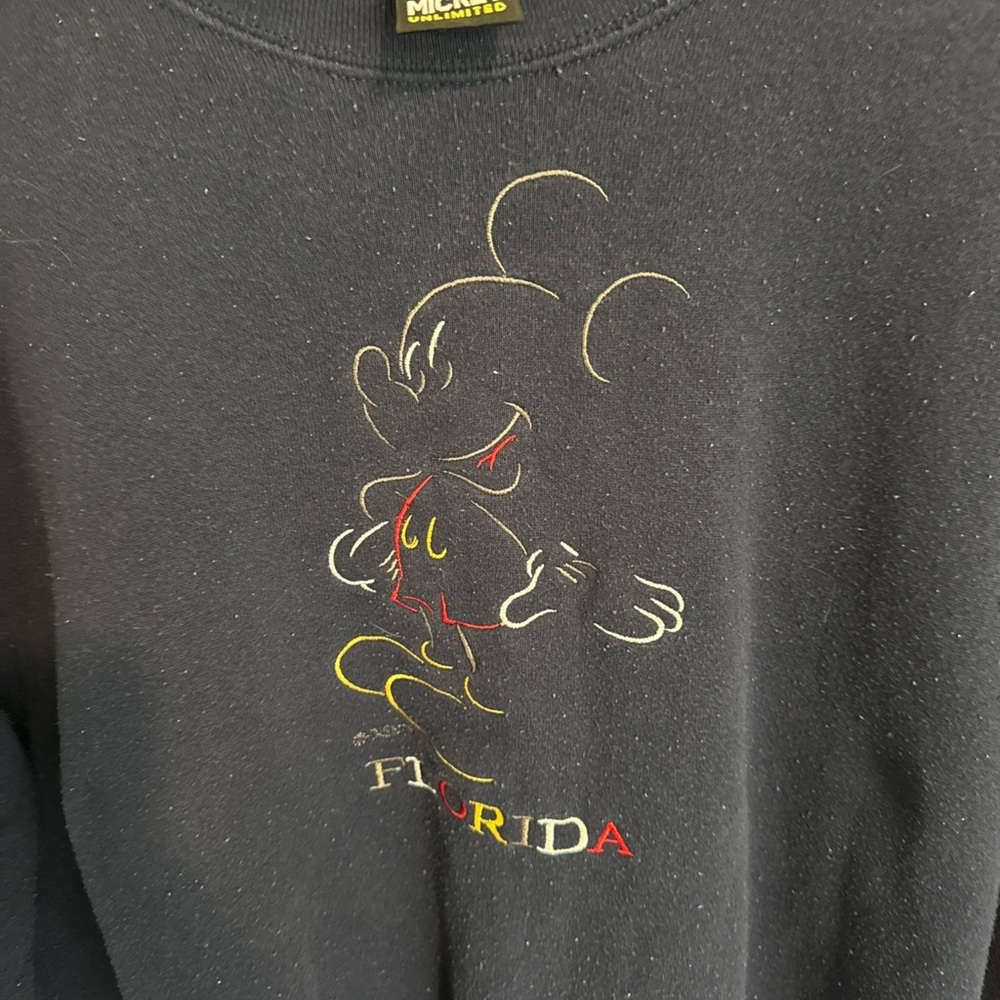 Vintage Real Disney Mickey Mouse Florida Black Sweatshirt with Neon Outline